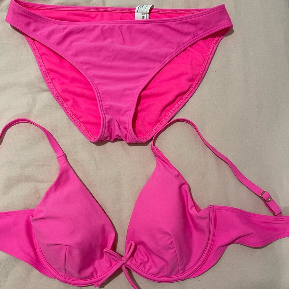 Hollister Triangle Swimwear Pink Bikini Set with Adjustable Straps